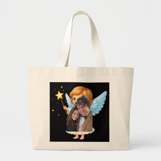 Photo with Angel hand bags Grote Tote Bag (Voorkant)