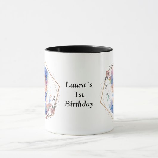 Photo with fine flower frame mok (Midden)