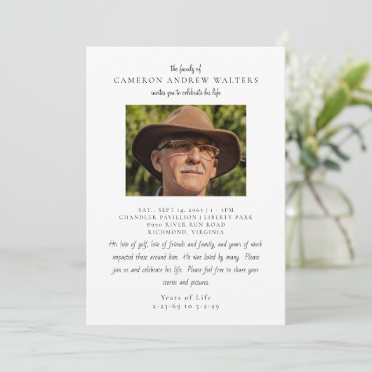  Photo with Message Celebration of Life Kaart (Staand voorkant)