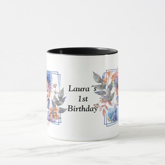 Photo with square flower frame mok (Midden)