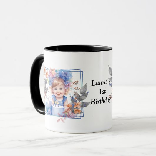 Photo with square flower frame mok (Voorkant links)