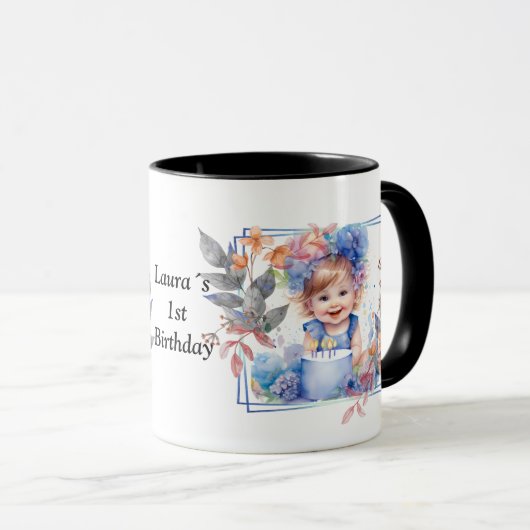 Photo with square flower frame mok (Voorkant rechts)