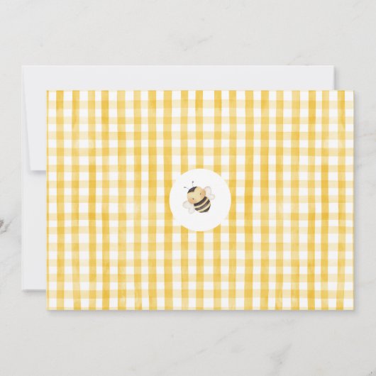 Photo Yellow Daisy Bee First Bee-day Birthday Kaart (Achterkant)