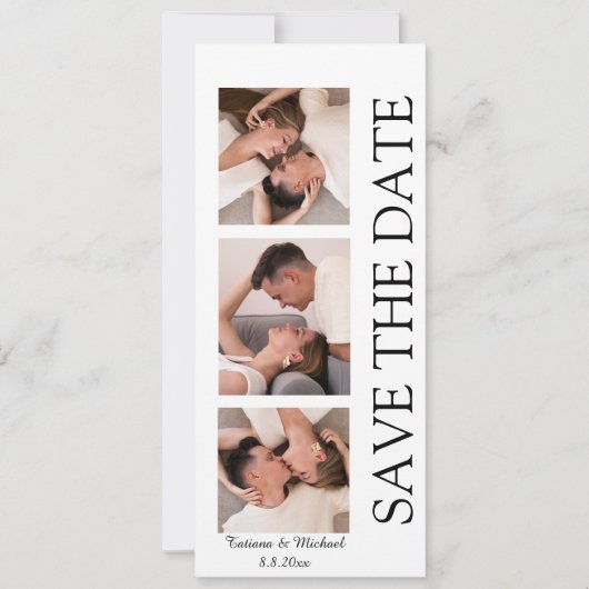 PhotoBooth Modern 3 foto's QR-code De datum opslaa Kaart (Voorkant)