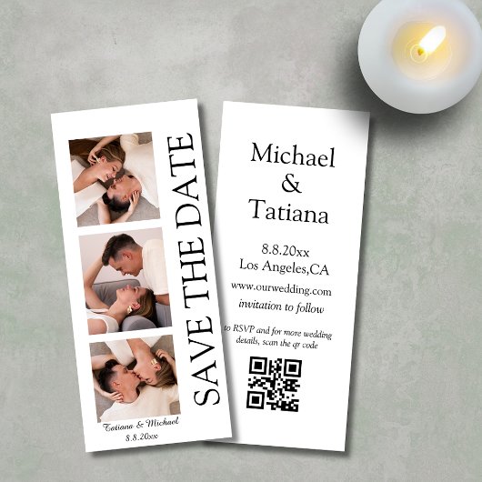 PhotoBooth Modern 3 foto's QR-code De datum opslaa Kaart