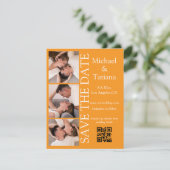 PhotoBooth Modern Script 3 foto's QR-code sinaasap Save The Date (Staand voorkant)