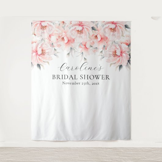 PHOTOBOOTH pioenrozen Blush Roze BRUIDSSUITE Wandkleed (Voorkant)