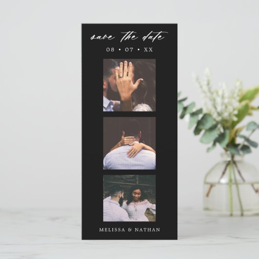 Photobooth Strip Chique Black QR Sla de datum op (Staand voorkant)