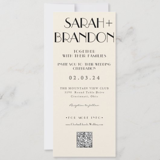  Photobooth Typografie Qrcode Bruiloft Kaart (Achterkant)