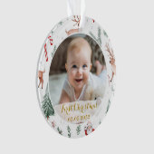 PhotoFirst Christmas Script Classic Pattern Ornament (voorkant)
