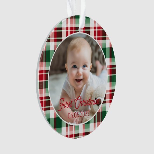PhotoFirst Christmas Script Classic Pattern Ornament (voorkant)