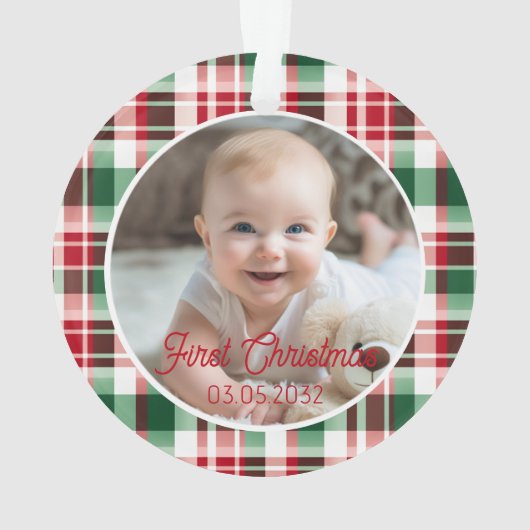 PhotoFirst Christmas Script Classic Pattern Ornament (achterkant)
