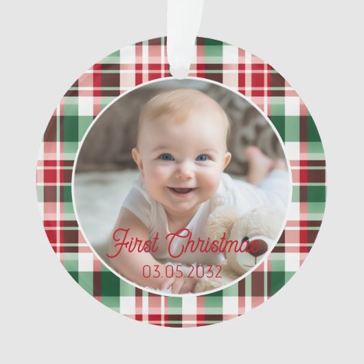 PhotoFirst Christmas Script Classic Pattern Ornament (voorkant)
