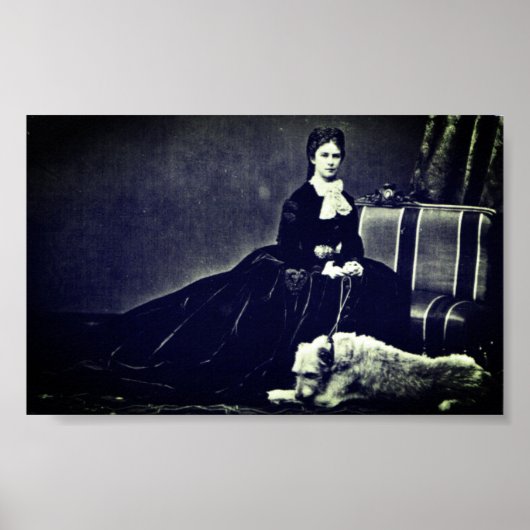 Photograph Empress Elisabeth of Austria with dog Poster (Voorkant)
