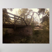 Photograph of an old, rusty iron truss bridge  poster (Voorkant)