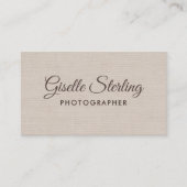 Photographer Beige Linen Modern Elegant QR Code Visitekaartje (Voorkant)