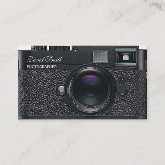Photographer black Camera Business card Visitekaartje (Voorkant)