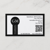 Photographer camera and QR code black and white Visitekaartje (Achterkant)