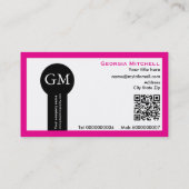 Photographer camera and QR code hot pink Visitekaartje (Achterkant)