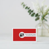Photographer camera and QR code red Visitekaartje (Staand voorkant)