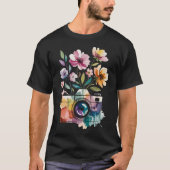 Photographer Camera Photography With Floral Waterc T-shirt (Voorkant)