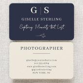 Photographer Navy Blue Monogram Visitekaartje