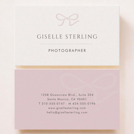 Photographer Pink Bow Visitekaartje