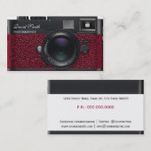 Photographer red Camera Business card Visitekaartje (Voorkant / Achterkant)
