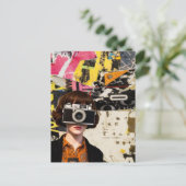Photographer Woman Grunge Mixed Media Collage  Briefkaart (Staand voorkant)