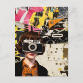 Photographer Woman Grunge Mixed Media Collage  Briefkaart (Voorkant)