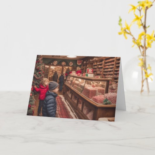 Photographic bulk candy store at Christmas time Kaart (Gele Bloem)