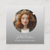 Photography Calligraphy Script Circle Photo   Vierkante Visitekaartje (Voorkant)