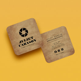 Photography Camera Lens Logo bold Typography  Vierkante Visitekaartje