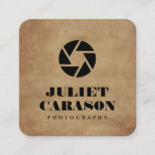 Photography Camera Lens Logo bold Typography Vierkante Visitekaartje (Voorkant)