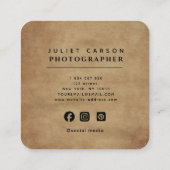 Photography Camera Lens Logo bold Typography Vierkante Visitekaartje (Achterkant)