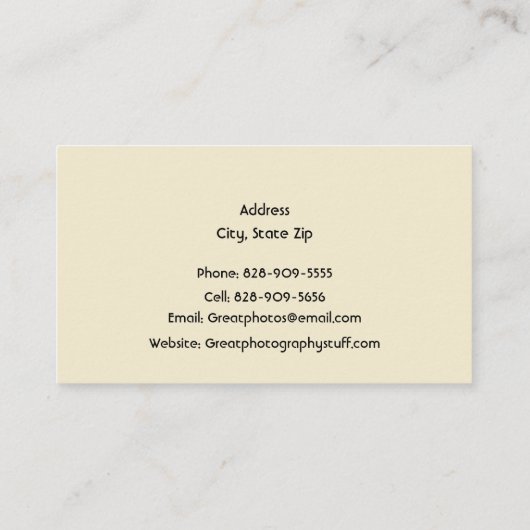 Photography Camera Store or Photographer Visitekaartje (Achterkant)