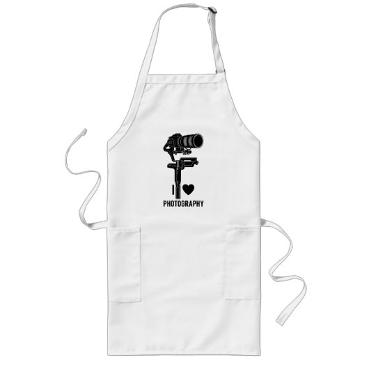Photography Lover Camera Graphic Cooking Apron Lang Schort (Voorkant)