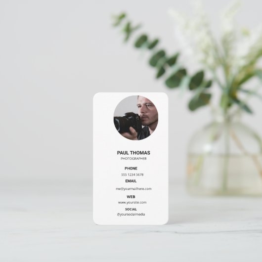 Photography Modern Minimal Simple Photo Business  Visitekaartje (Staand voorkant)