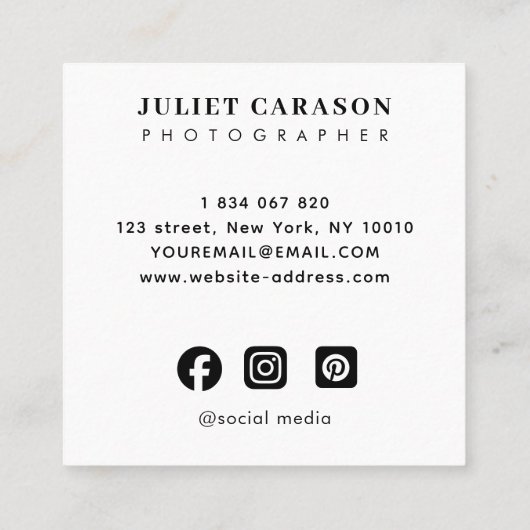 Photography wedding collage photo  vierkante visitekaartje (Achterkant)