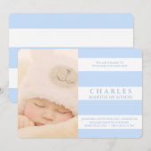 PHOTOKAART VOOR BLAUWE STRIPE BIRTH ANNOUNCTION AANKONDIGING (Voorkant / Achterkant)