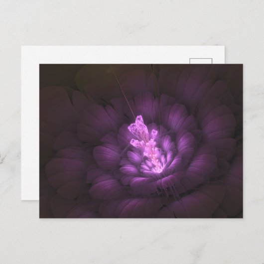 Photon Flower — Paars — Digital Fractal Art Poster Briefkaart (Voorkant / Achterkant)