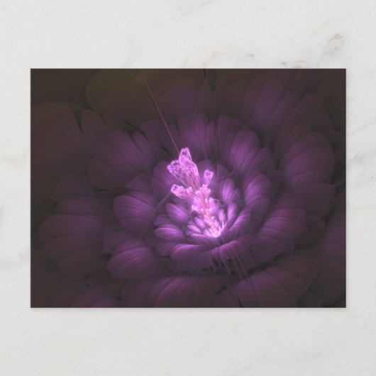 Photon Flower — Paars — Digital Fractal Art Poster Briefkaart (Voorkant)