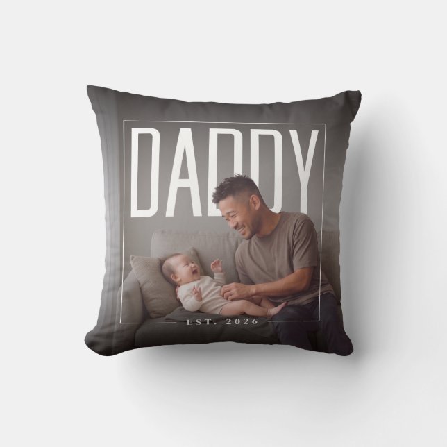 PhotoPop Daddy Est Aangepast Jaar Foto Kussen (Voorkant)