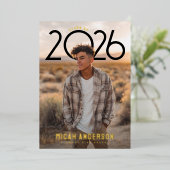 PhotoPop Modern Graduation  Folie Uitnodiging (Staand Voorkant)