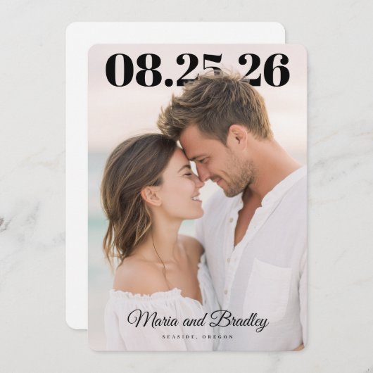 PhotoPop Modern Wedding Date Design Save The Date (Voorkant / Achterkant)