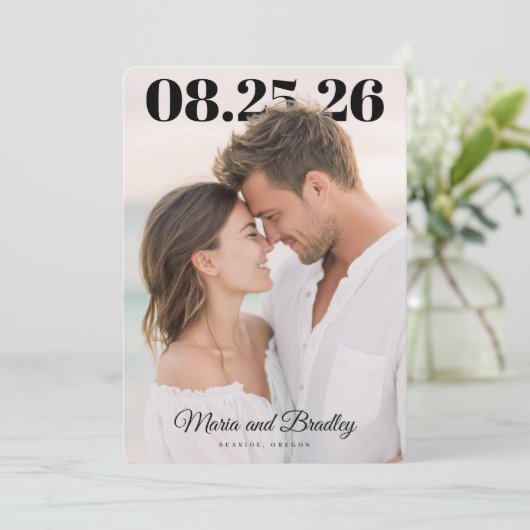PhotoPop Modern Wedding Date Design Save The Date (Staand voorkant)