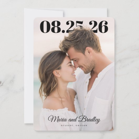 PhotoPop Modern Wedding Date Design Save The Date (Voorkant)