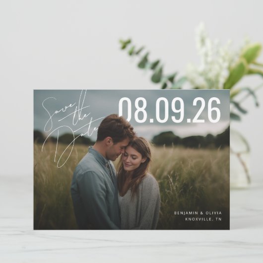 PhotoPop Save the Date-script Date (Staand voorkant)