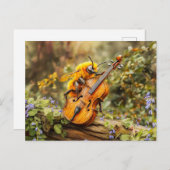 Photorealistic Bumblebee Playing Double Bass Briefkaart (Voorkant / Achterkant)