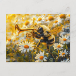Photorealistic Bumblebee Playing Trumpet in Front  Briefkaart